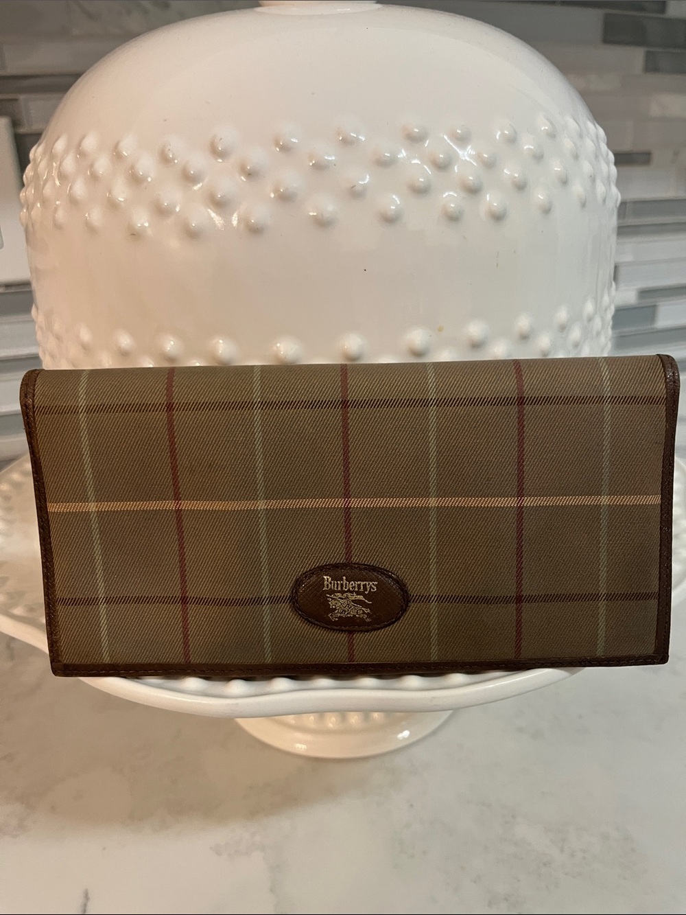 Burberry Tan and Brown Check Long Wallet